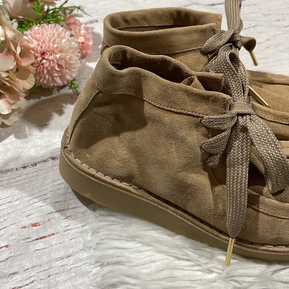 Free People Leather Tan Lace Up Suede Ashton Ankle Boot - Picture 2 of 10